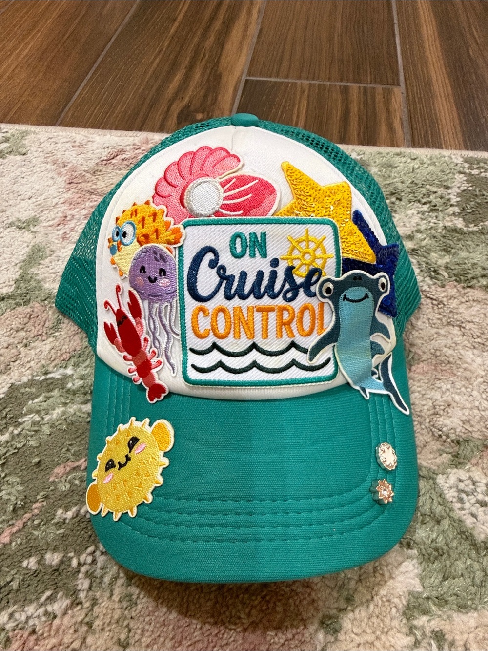 Teal 'On Cruise Control' Embroidered Baseball Cap